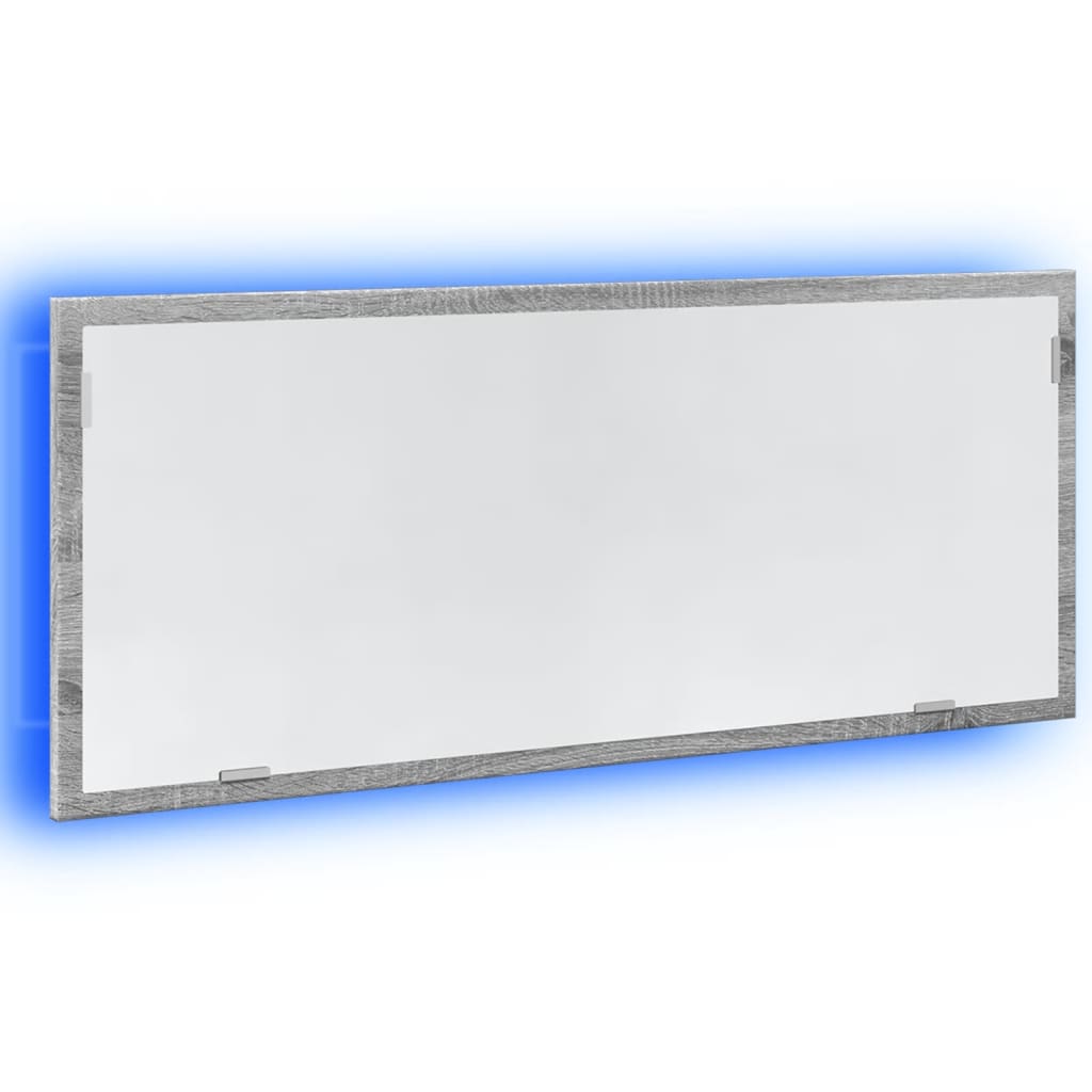 Miroir de salle de bain à LED sonoma gris bois d'ingénierie