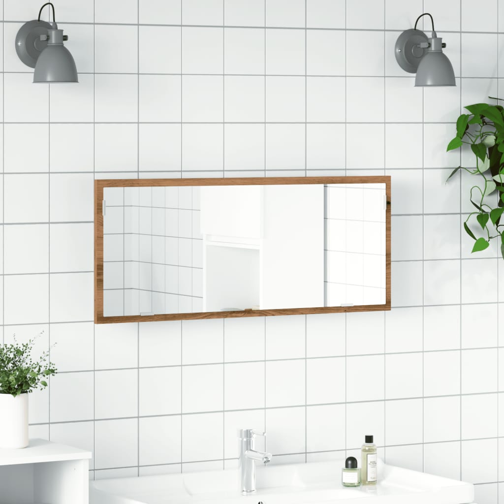 Miroir de salle de bain à LED chêne artisanal bois d'ingénierie