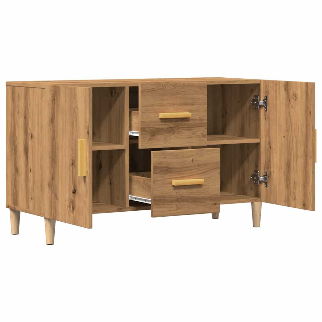 Buffet chêne artisanal 100x36x60 cm bois d'ingénierie