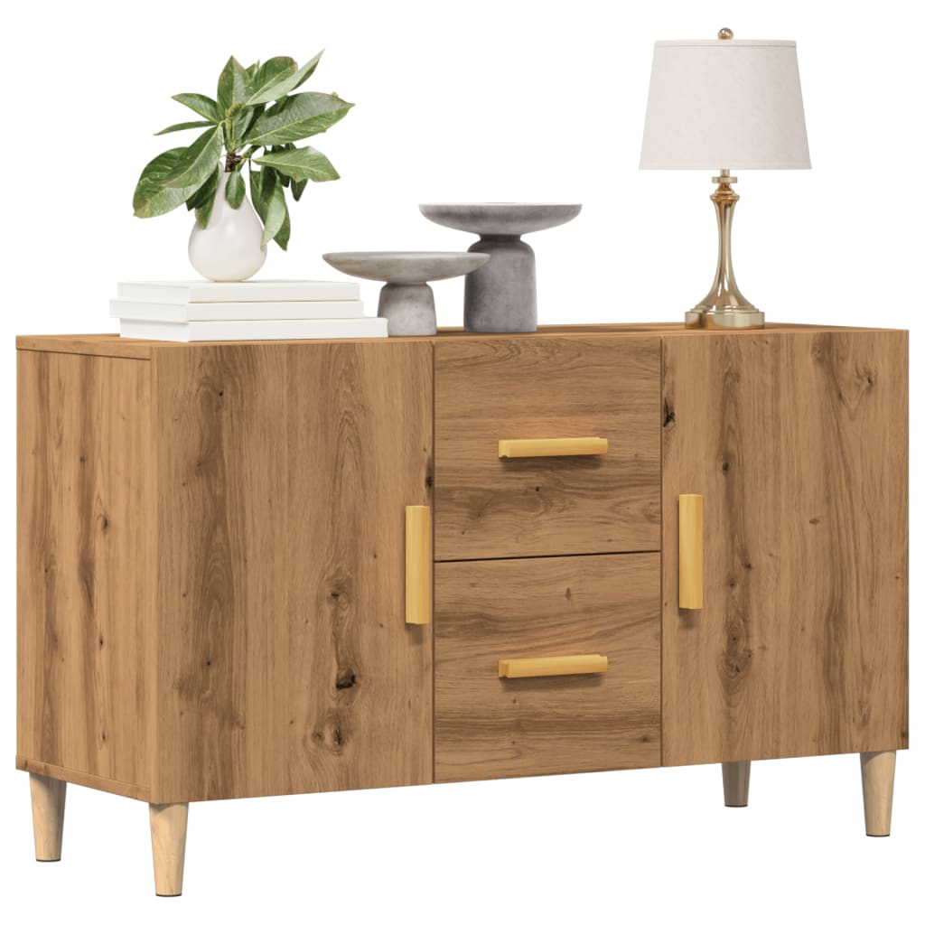 Buffet chêne artisanal 100x36x60 cm bois d'ingénierie