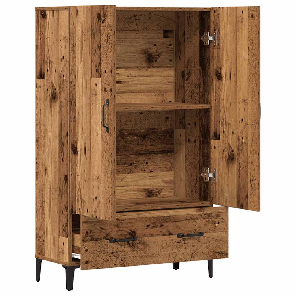 Buffet haut vieux bois 70x31x115 cm bois d'ingénierie