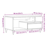 Table basse chêne artisanal 90x49x45 cm bois d'ingénierie