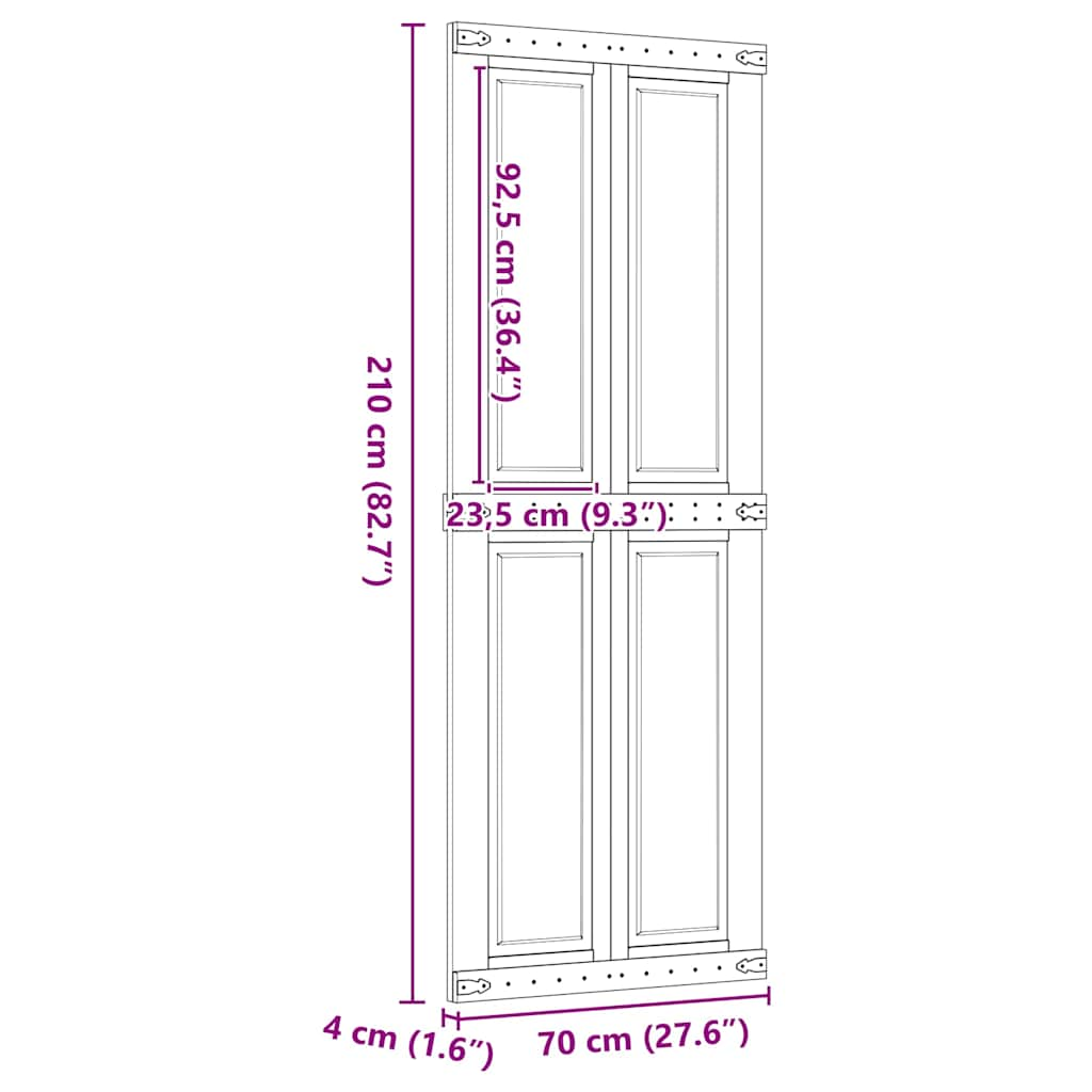 CORONA Scheunentor 70x210 cm massives Kiefernholz