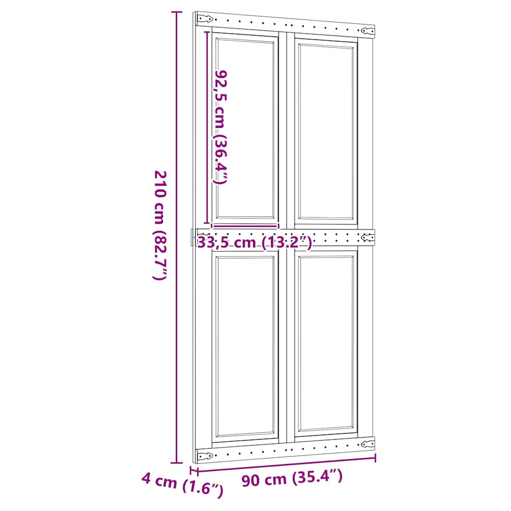 CORONA Scheunentor 90x210 cm massives Kiefernholz