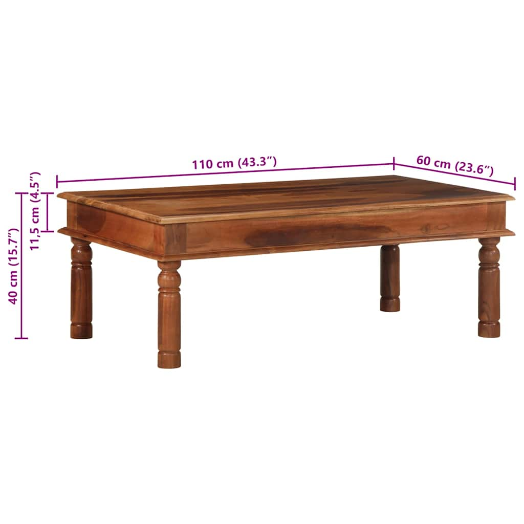 Table basse 110x60x40 cm bois massif d'acacia