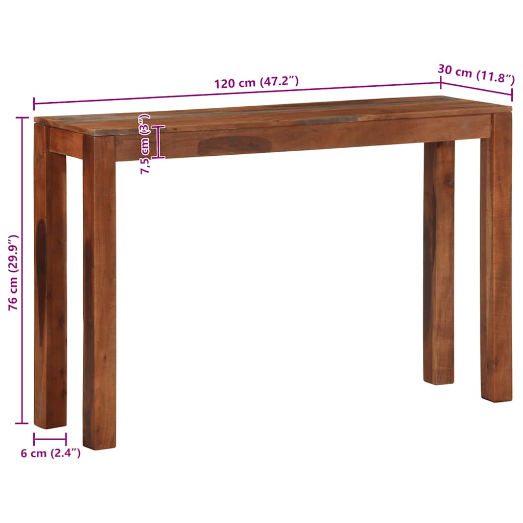 Table console 120x30x76 cm bois massif d'acacia