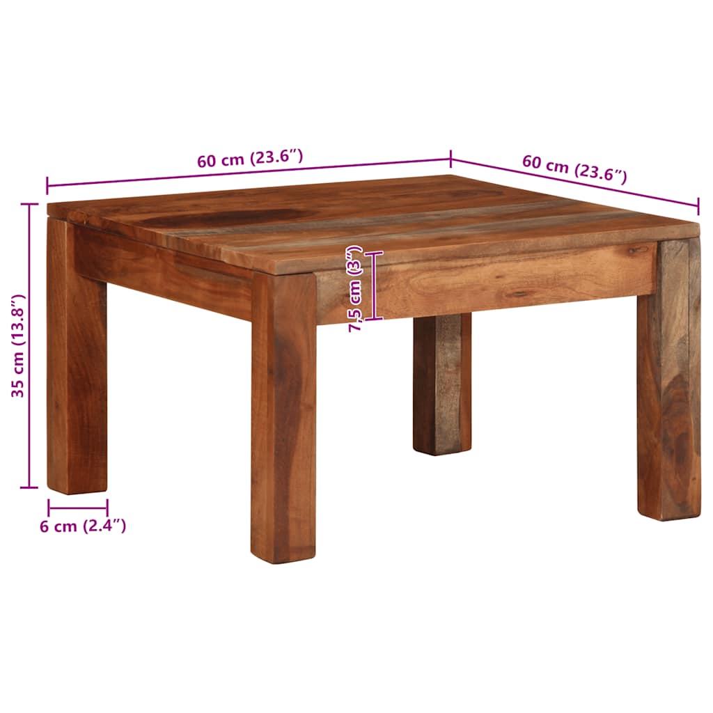 Couchtisch 60x60x35 cm aus massivem Akazienholz