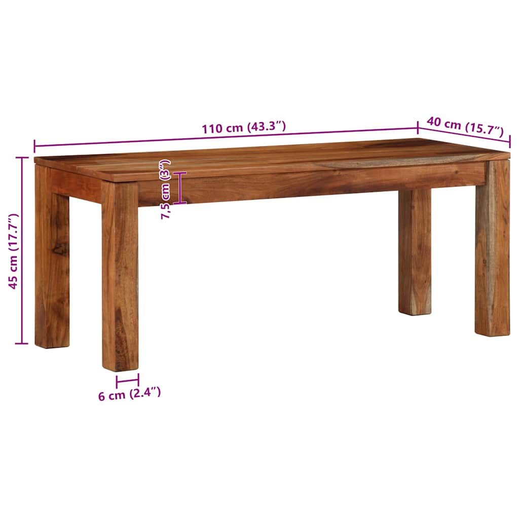 Banc 110 cm bois massif d'acacia