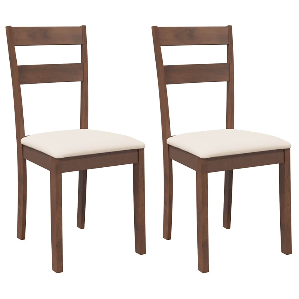 Chaises à manger coussins 2 pcs marron bois massif caoutchouc