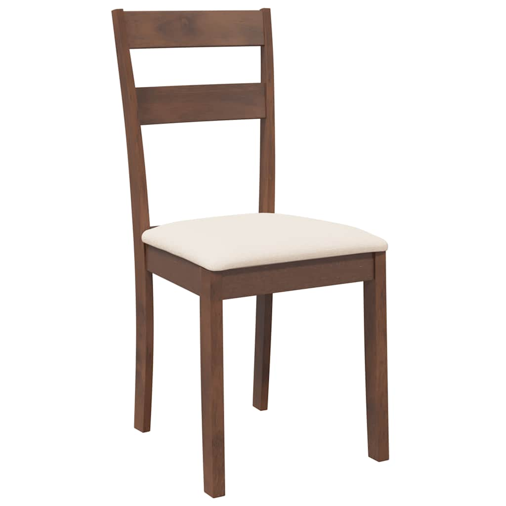 Chaises à manger coussins 2 pcs marron bois massif caoutchouc