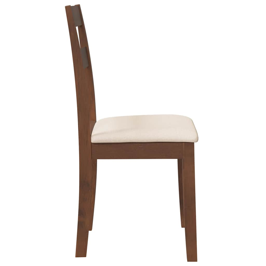 Chaises à manger coussins 2 pcs marron bois massif caoutchouc