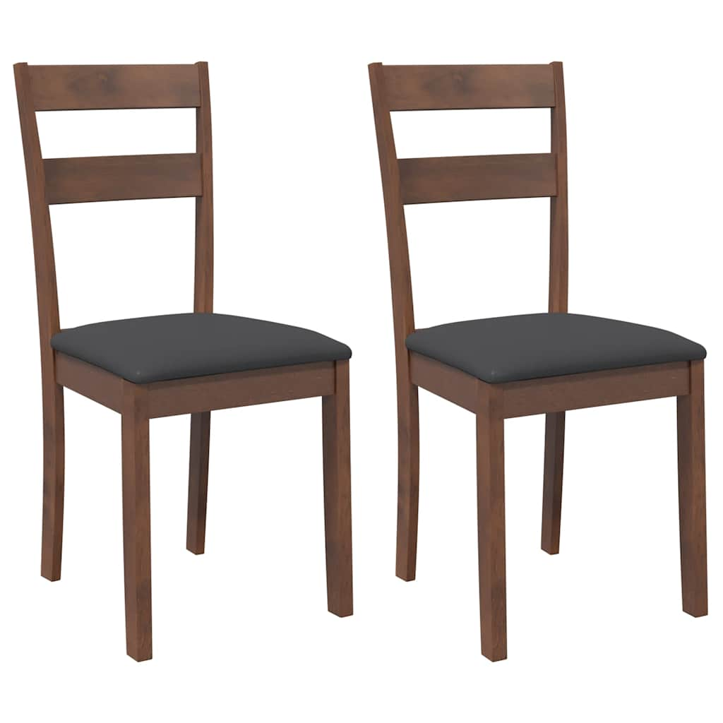 Chaises à manger coussins 2 pcs marron bois massif caoutchouc