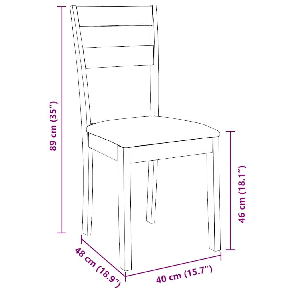 Chaises à manger coussins 2 pcs marron bois massif caoutchouc