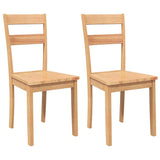 Chaises à manger 2 pcs bois massif naturel caoutchouc