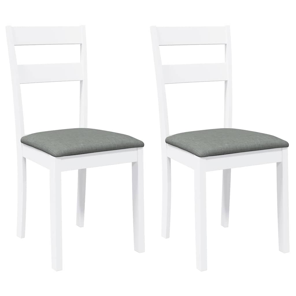 Chaises à manger coussins 2 pcs blanc bois massif caoutchouc