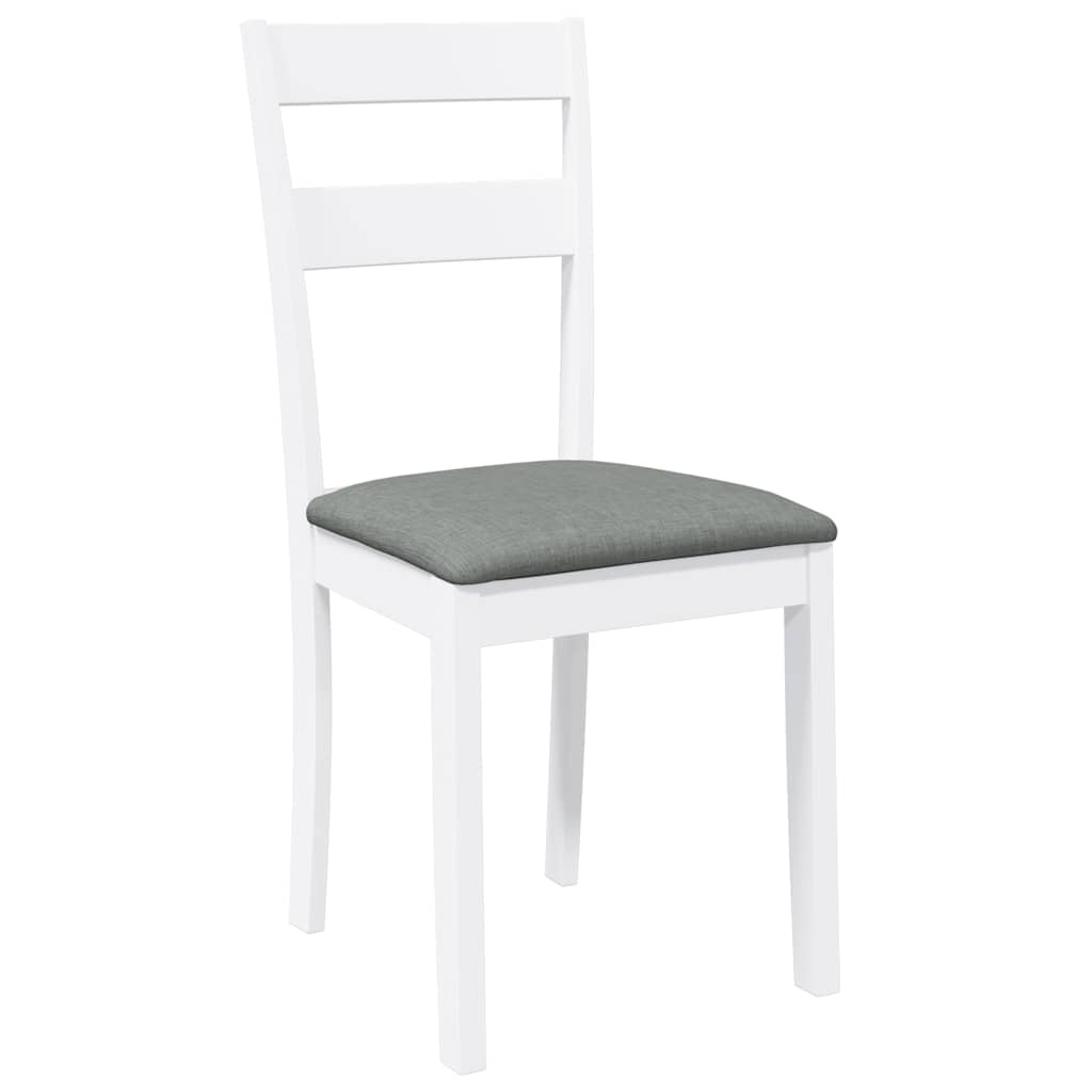 Chaises à manger coussins 2 pcs blanc bois massif caoutchouc