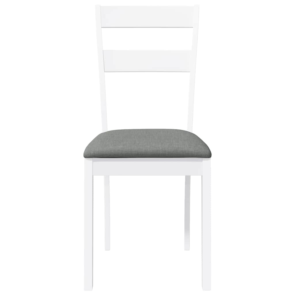 Chaises à manger coussins 2 pcs blanc bois massif caoutchouc