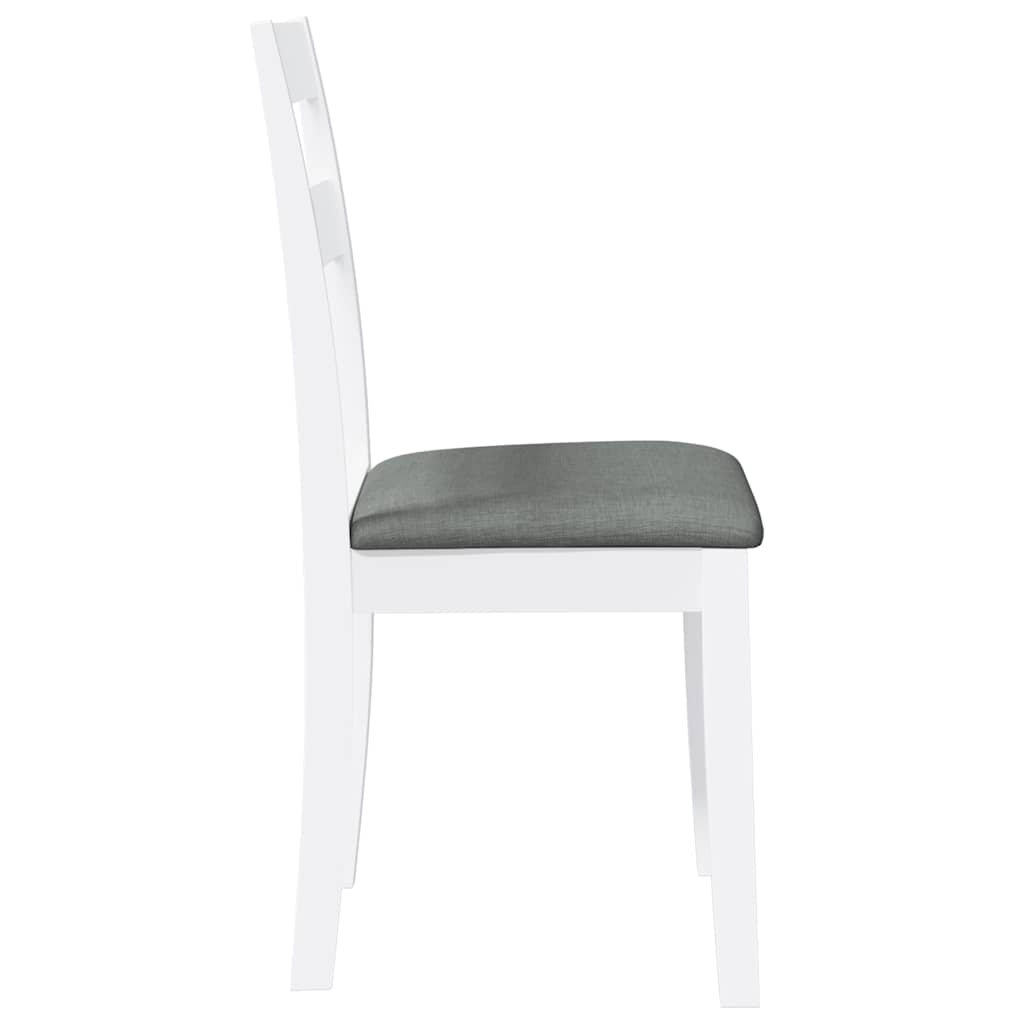 Chaises à manger coussins 2 pcs blanc bois massif caoutchouc