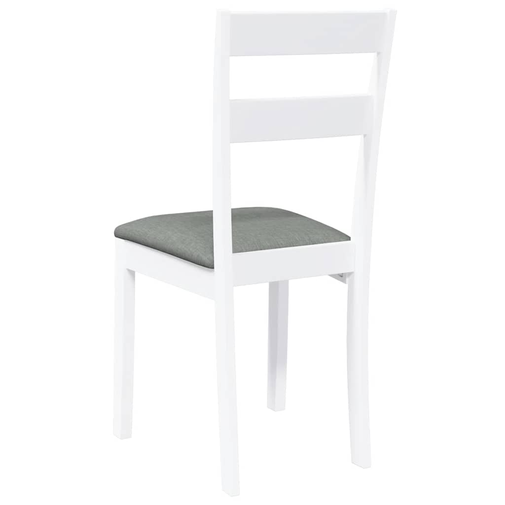 Chaises à manger coussins 2 pcs blanc bois massif caoutchouc