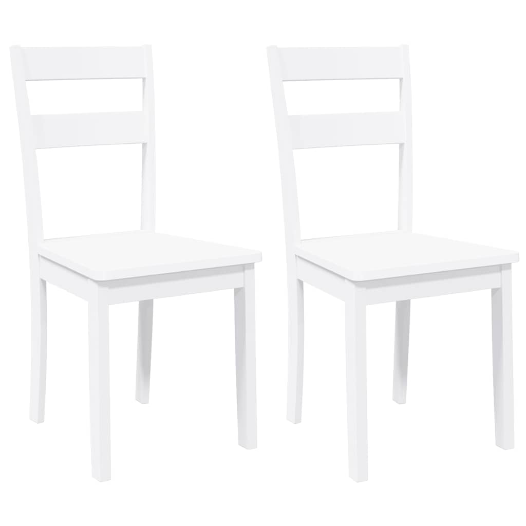 Chaises à manger 2 pcs blanc bois massif caoutchouc