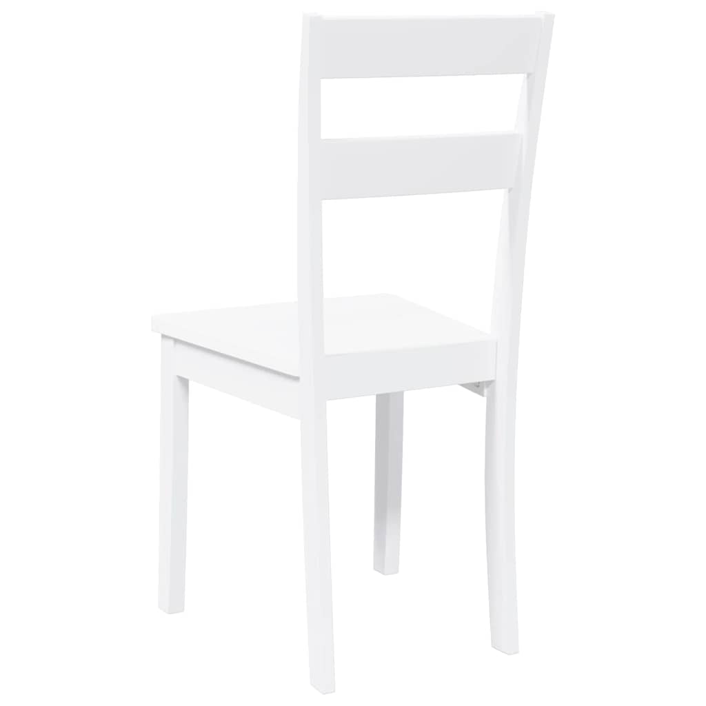 Chaises à manger 2 pcs blanc bois massif caoutchouc