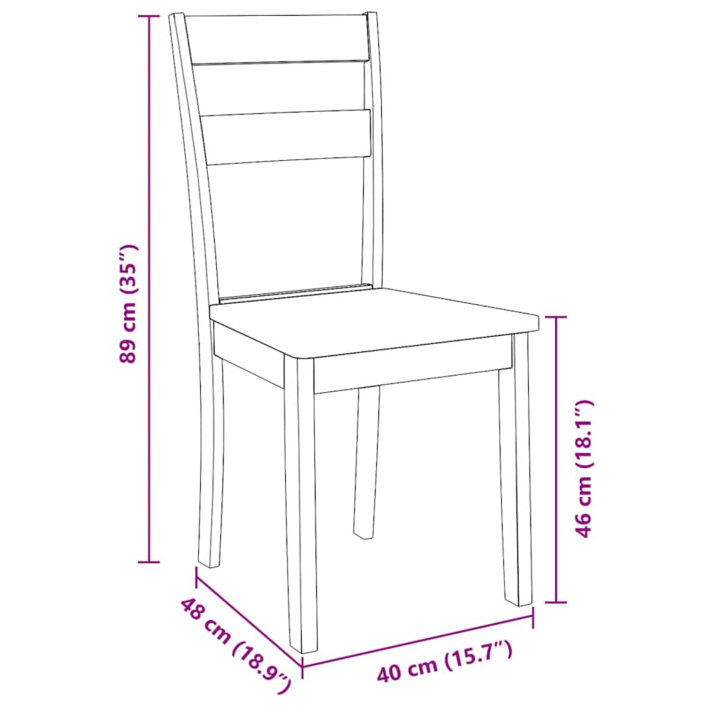 Chaises à manger 2 pcs blanc bois massif caoutchouc