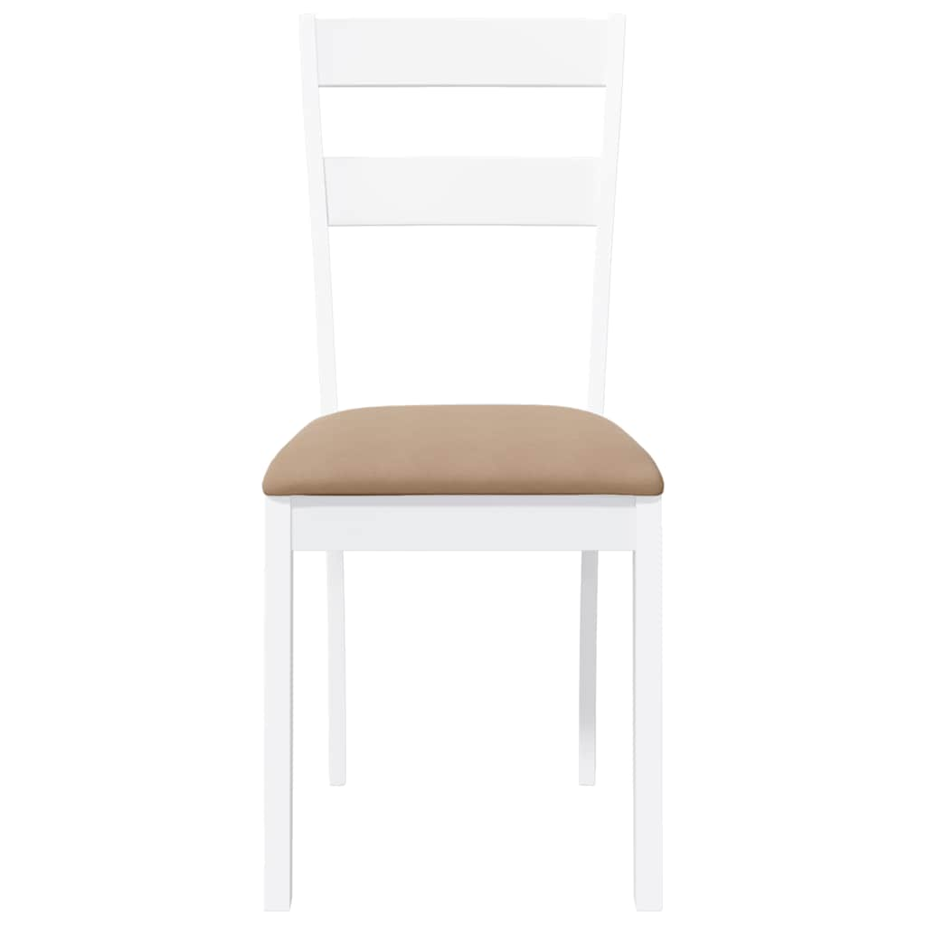 Chaises à manger coussins 2 pcs blanc bois massif caoutchouc