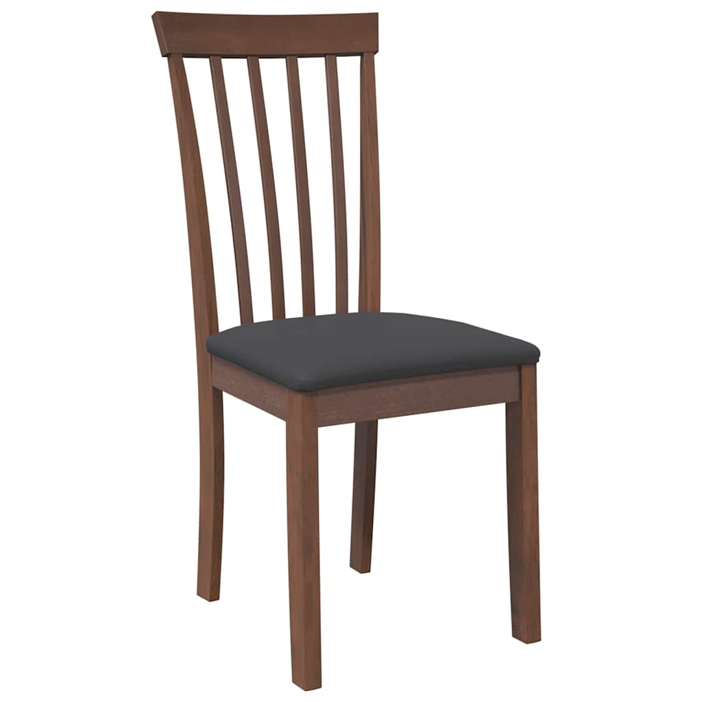 Chaises à manger coussins 2 pcs marron bois massif caoutchouc