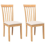 Chaises à manger coussins 2 pcs naturel bois massif caoutchouc