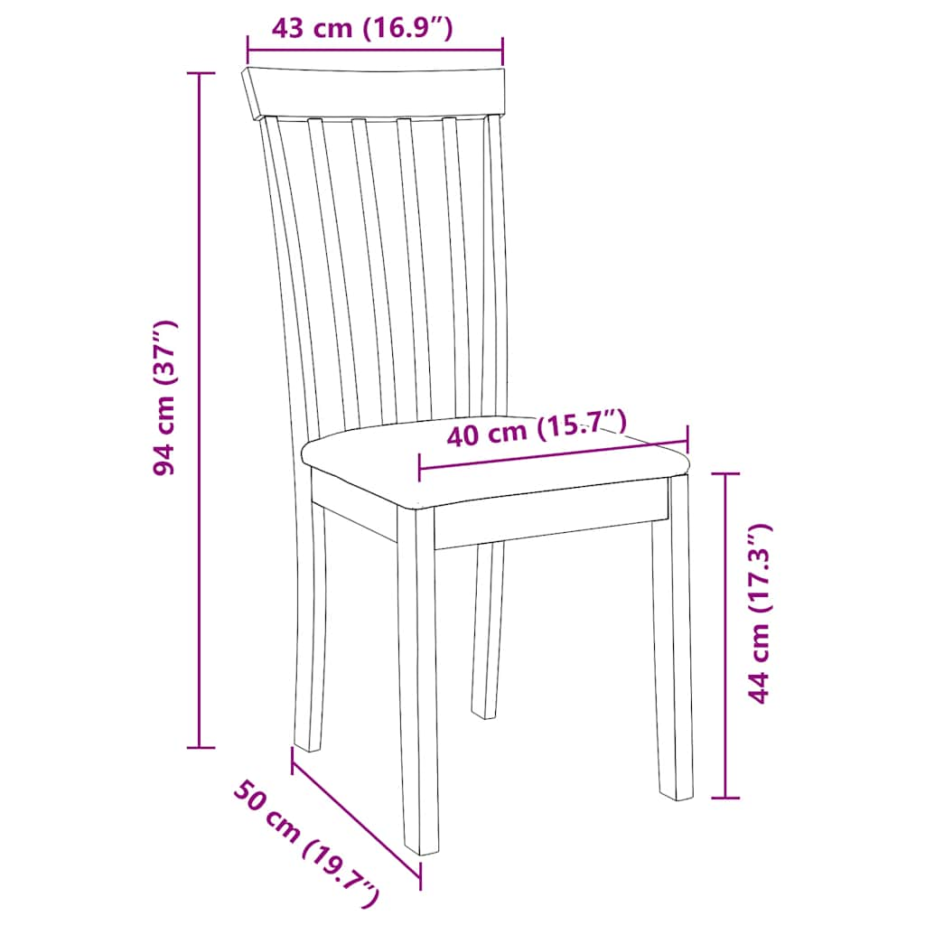 Chaises à manger coussins 2 pcs naturel bois massif caoutchouc