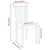 Chaises à manger coussins 2 pcs naturel bois massif caoutchouc