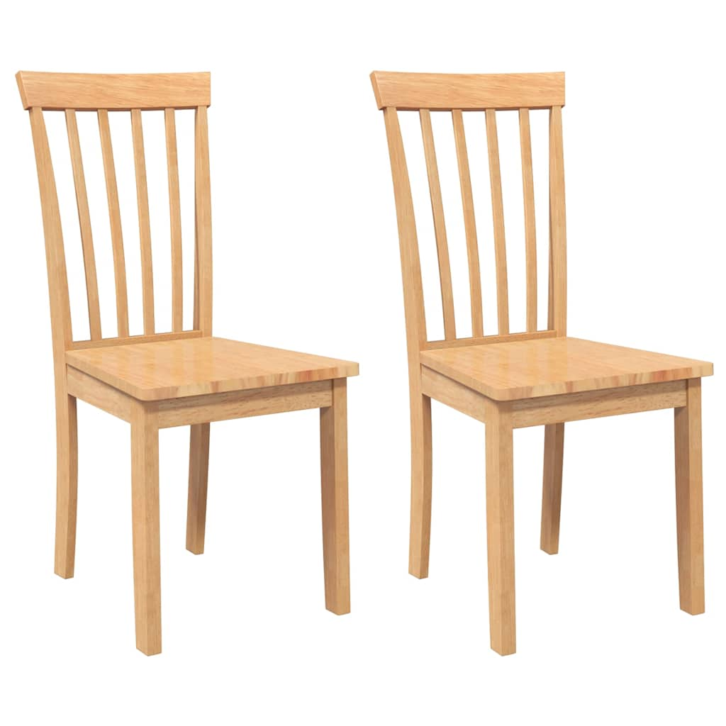 Chaises à manger 2 pcs bois massif naturel caoutchouc