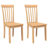 Chaises à manger 2 pcs bois massif naturel caoutchouc