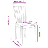 Chaises à manger 2 pcs bois massif naturel caoutchouc