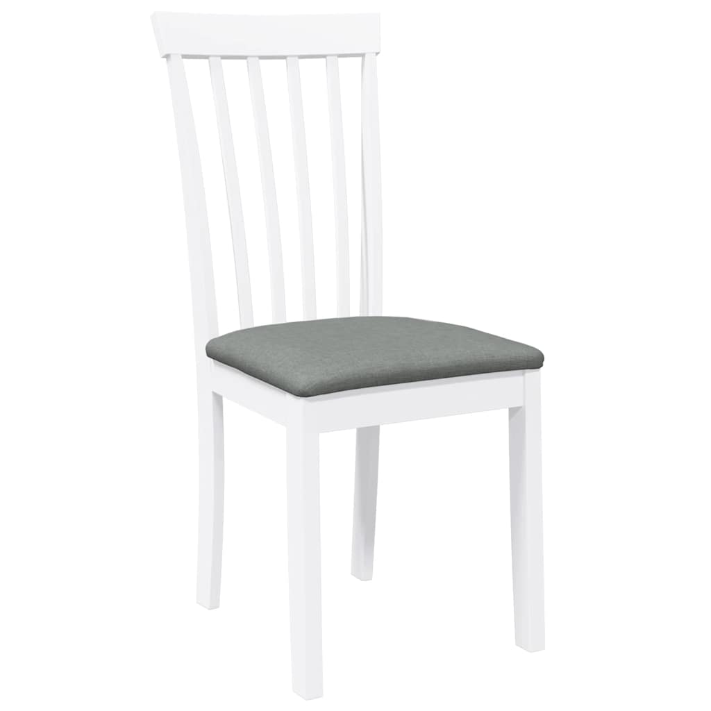 Chaises à manger coussins 2 pcs blanc bois massif caoutchouc