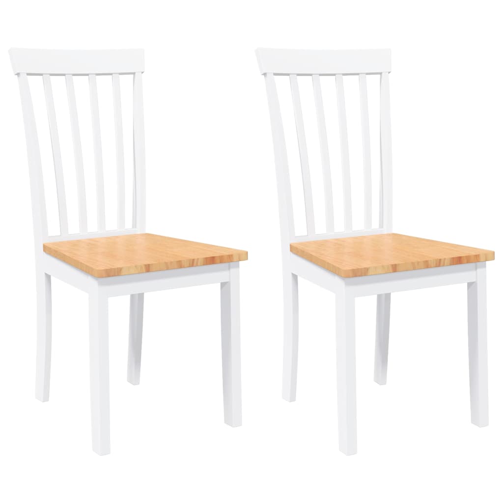 Chaises à manger 2 pcs blanc bois massif caoutchouc