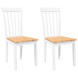 Chaises à manger 2 pcs blanc bois massif caoutchouc