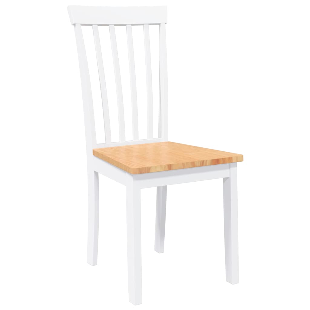 Chaises à manger 2 pcs blanc bois massif caoutchouc