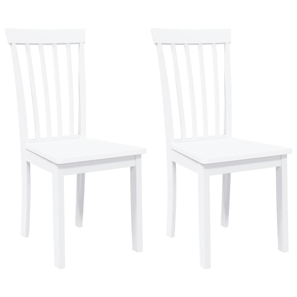 Chaises à manger 2 pcs blanc bois massif caoutchouc