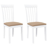 Chaises à manger coussins 2 pcs blanc bois massif caoutchouc