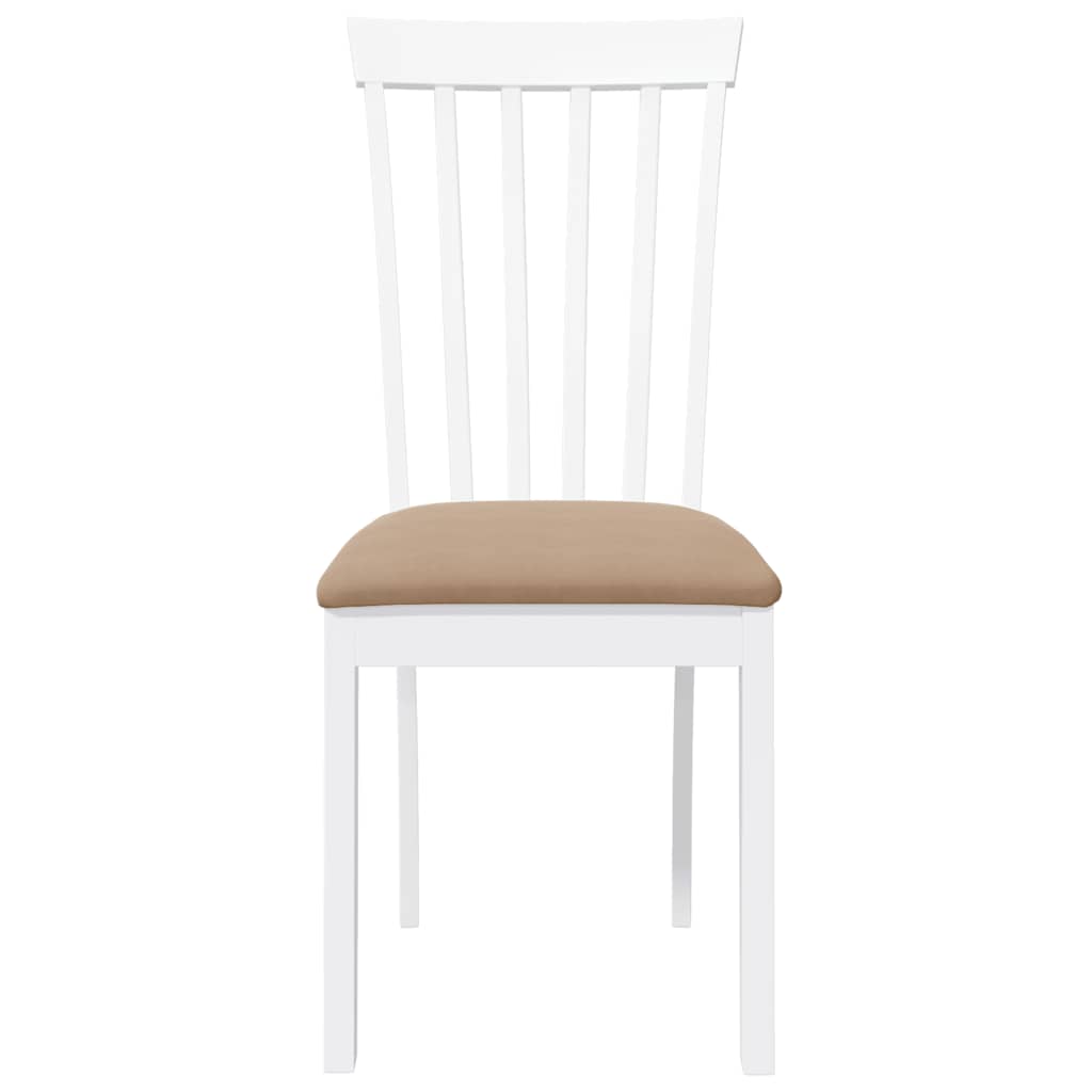 Chaises à manger coussins 2 pcs blanc bois massif caoutchouc