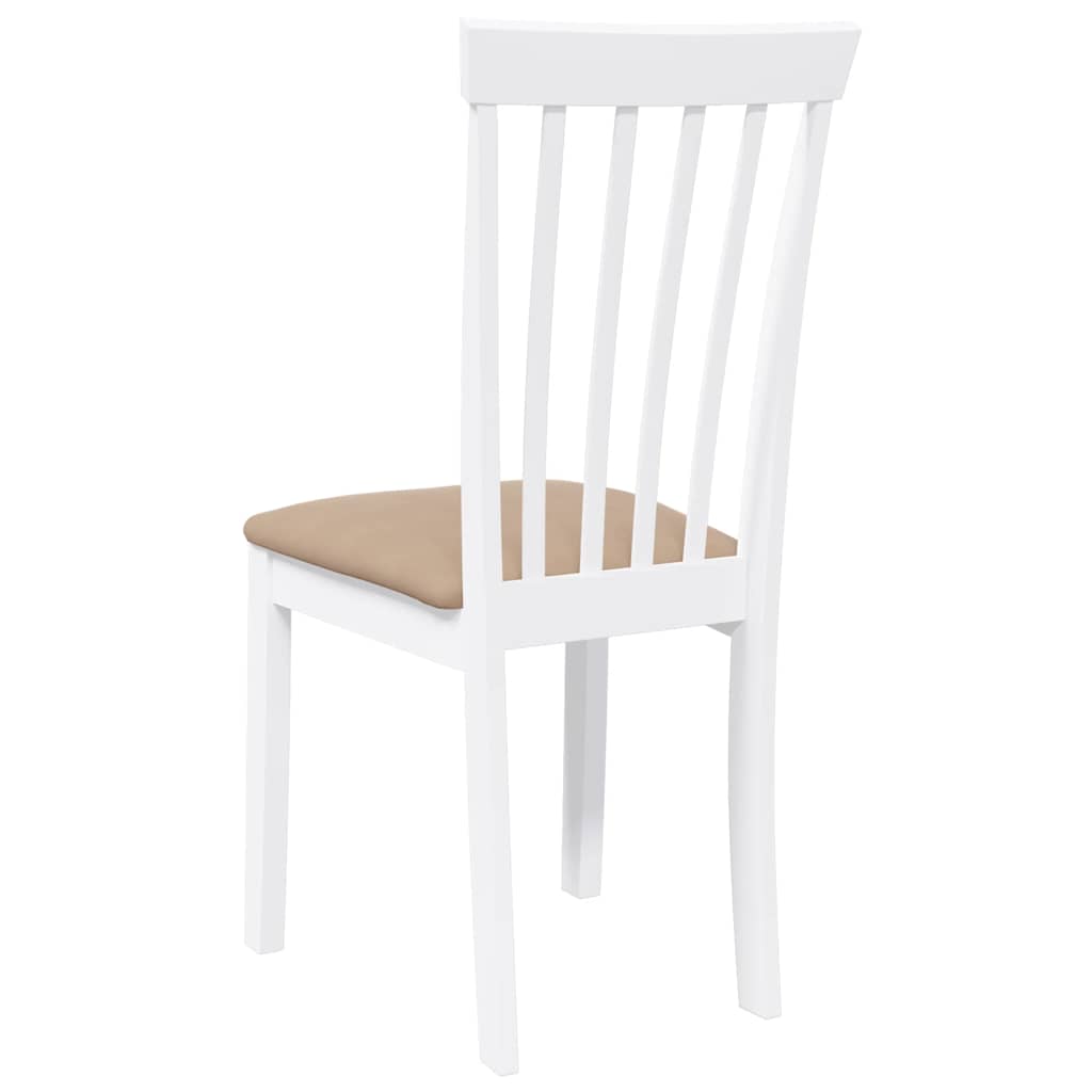 Chaises à manger coussins 2 pcs blanc bois massif caoutchouc