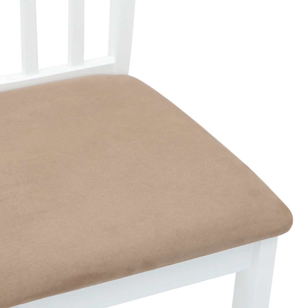 Chaises à manger coussins 2 pcs blanc bois massif caoutchouc