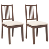 Chaises à manger coussins 2 pcs marron bois massif caoutchouc