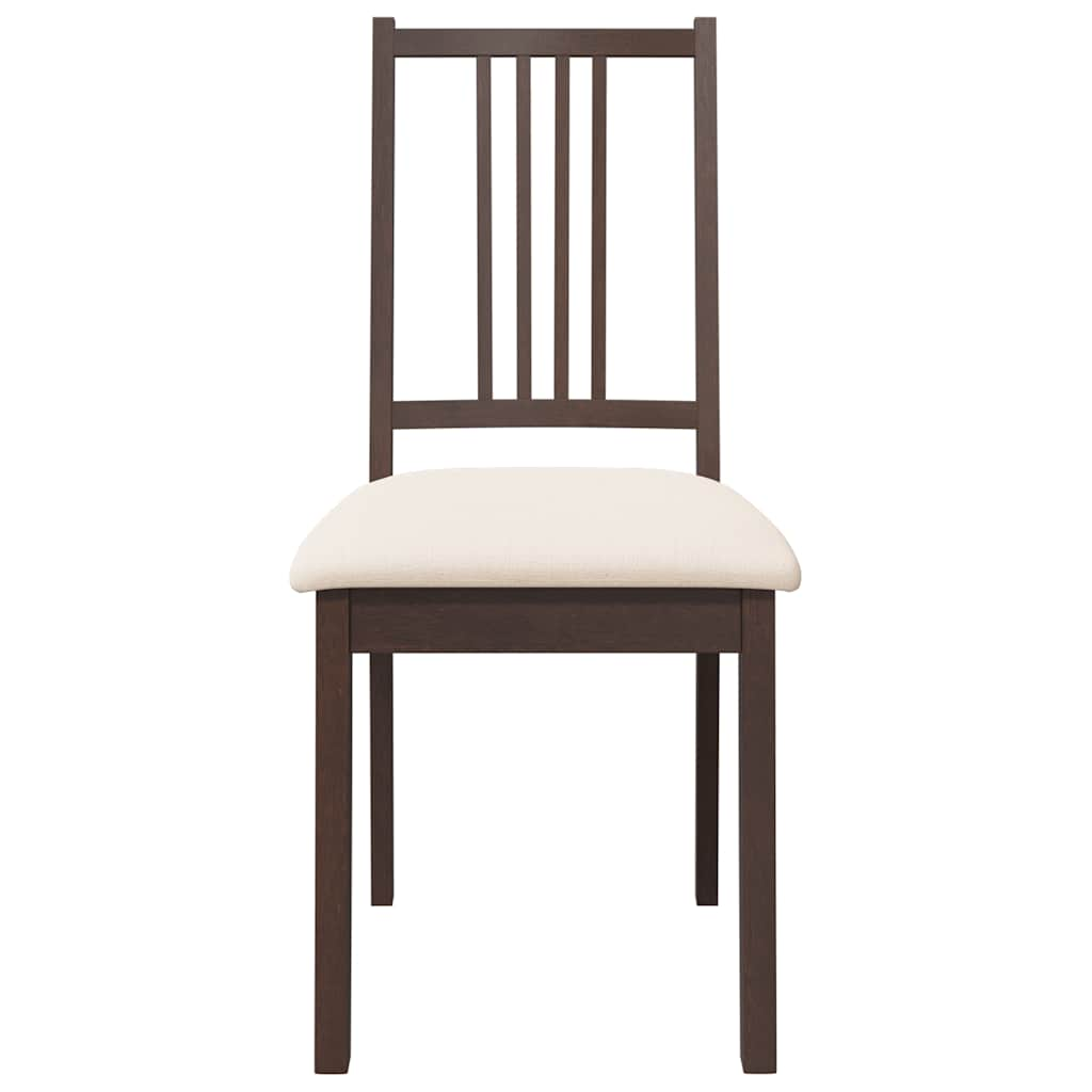 Chaises à manger coussins 2 pcs marron bois massif caoutchouc