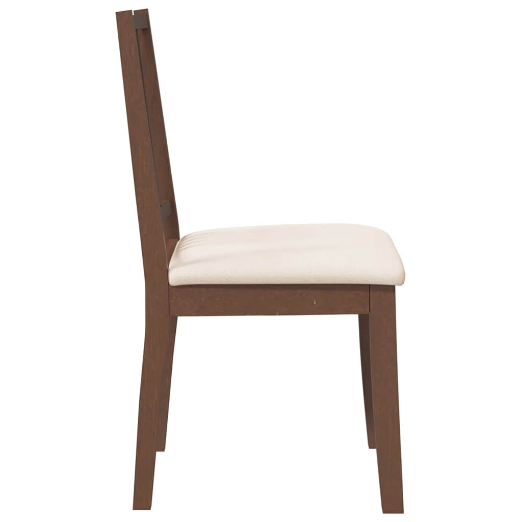 Chaises à manger coussins 2 pcs marron bois massif caoutchouc