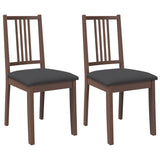 Chaises à manger coussins 2 pcs marron bois massif caoutchouc