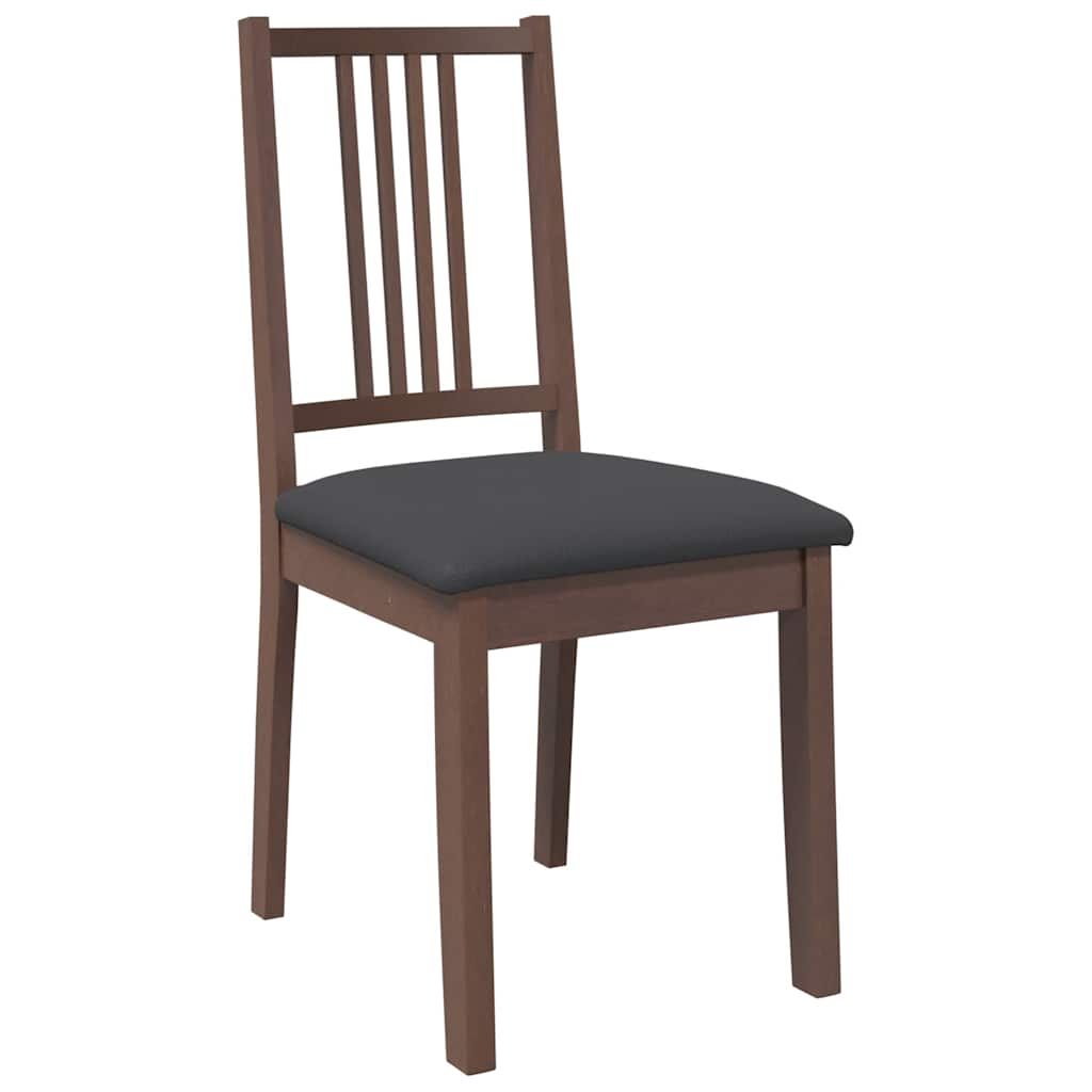 Chaises à manger coussins 2 pcs marron bois massif caoutchouc