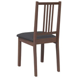 Chaises à manger coussins 2 pcs marron bois massif caoutchouc