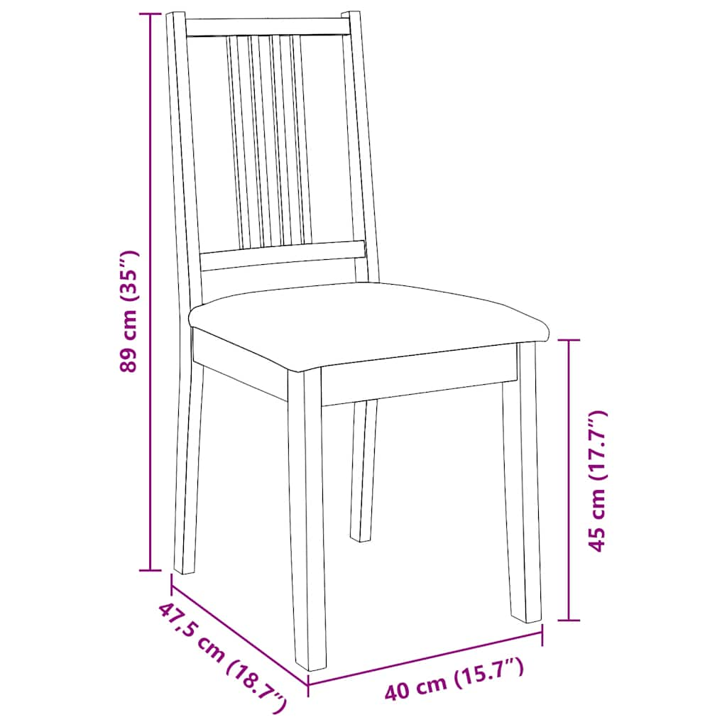 Chaises à manger coussins 2 pcs marron bois massif caoutchouc